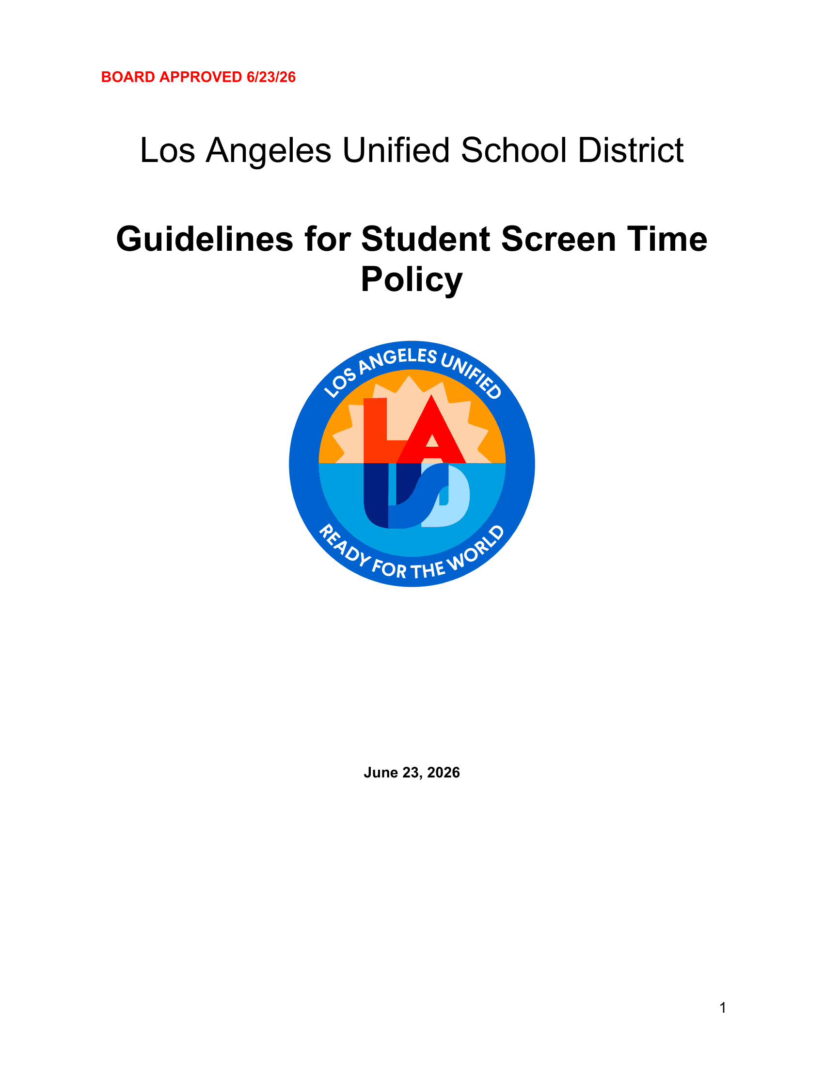 LAUSD screen time and AI guidance cover