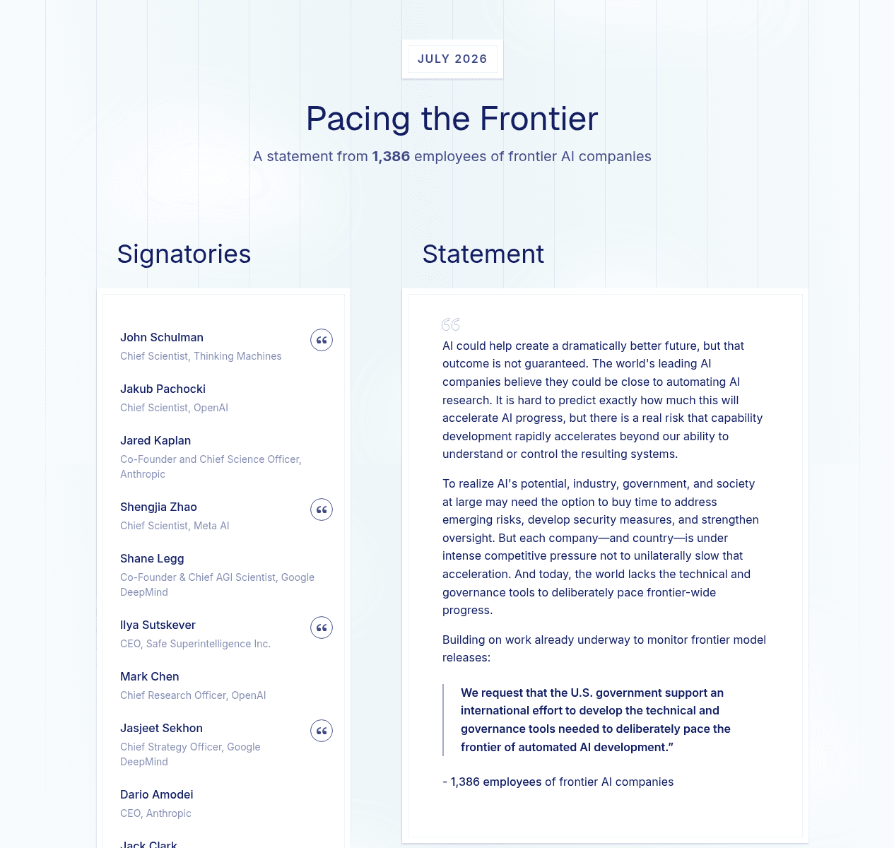 Pacing the Frontier employee statement